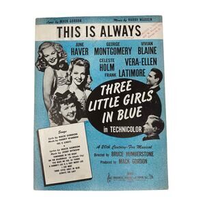 This is Always Sheet Music 1946 Three Little Girls In Blue Gordon Warren